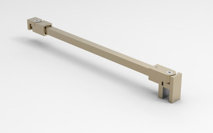 Stabistangen-Set eckig Glas-Wand 1200 mm – 12 x 12 mm, Brushed Bronze, flexibel für 8-10 mm Glas