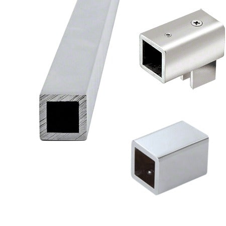 Stabistangen-Set SQ1510SETCH Massivmessing verchromt, Komplettset für die Glasdusche