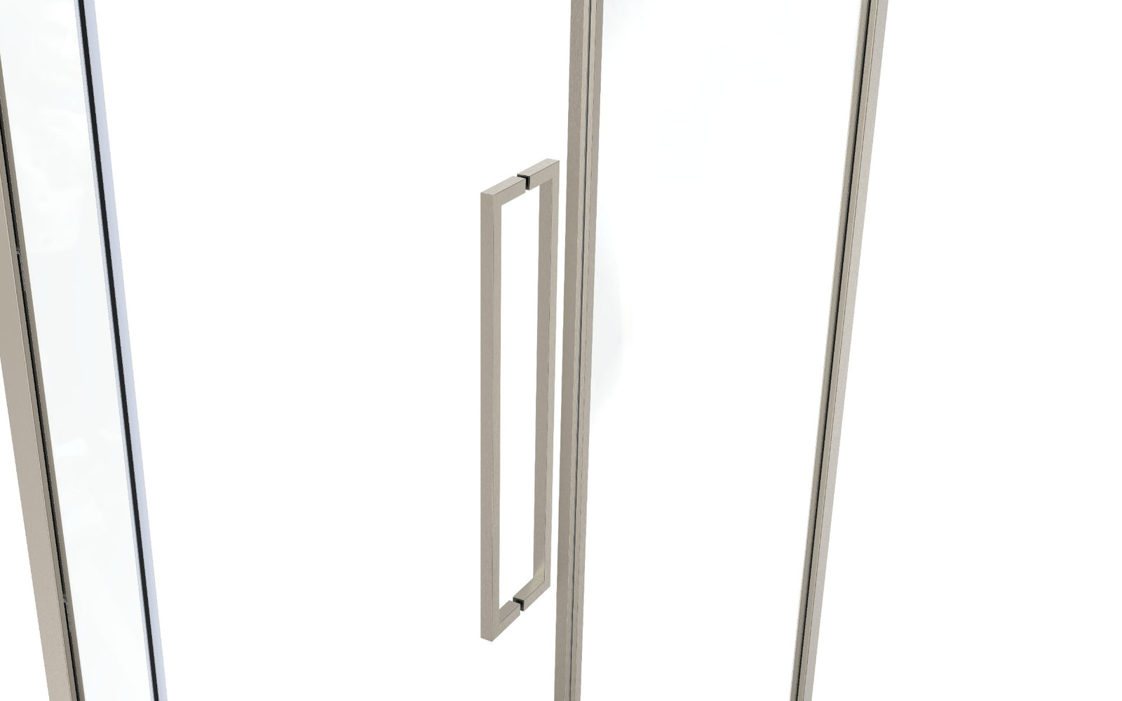 Griffgarnitur Slim Elegance 15×15 mm in Edelstahl gebürstet matt an einer Glasduschtür