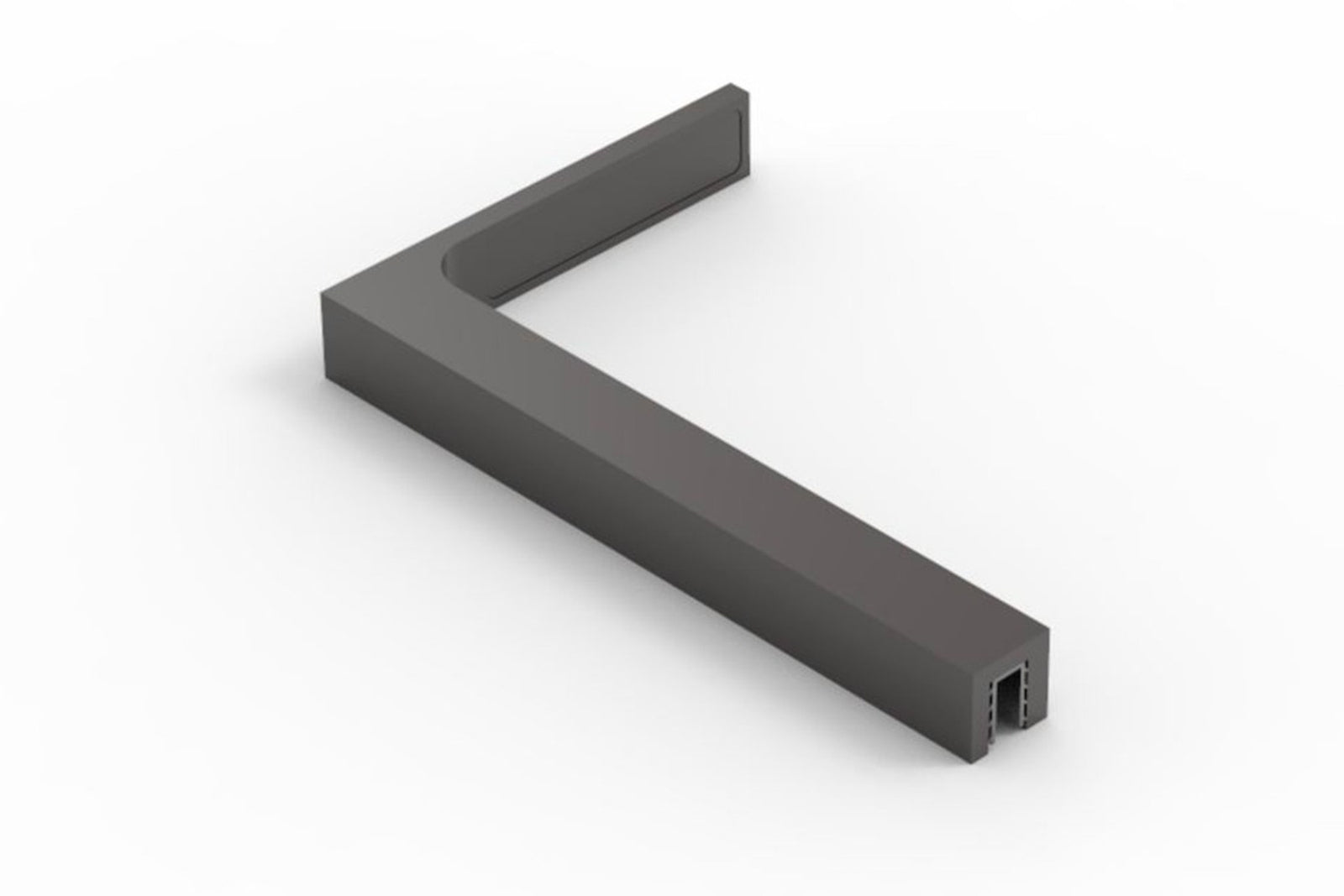 Stabilisierungswinkel 90° 220 mm freistehend, Graphit poliert glänzend, Ausführung Links