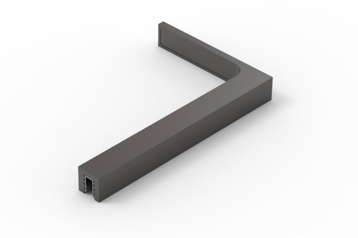 Stabilisierungswinkel 90° 220 mm freistehend, Graphit poliert glänzend, Ausführung Rechts