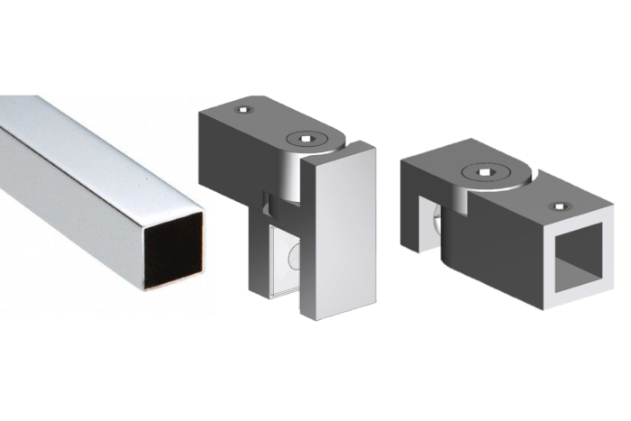 Stabistangen-Set SQ1210SETCH Massivmessing verchromt, Komplettset für die Glasdusche