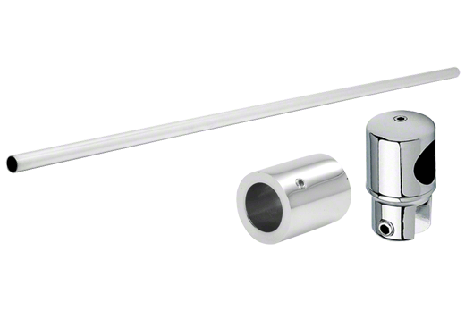 Stabistangen-Set, Messing verchromt Ø 19 mm, Glas-Wand 90°, 1000/1300 mm, Ansicht 2