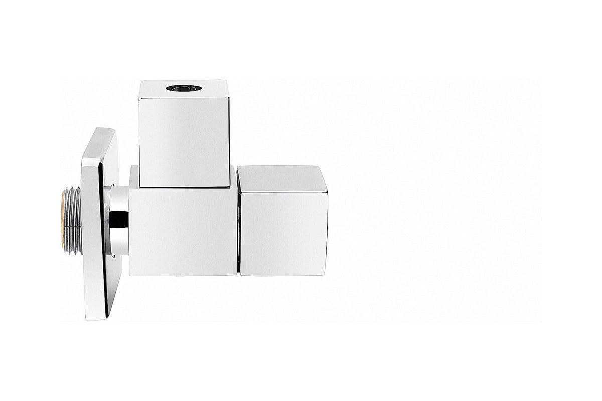 Vigour Design-Eckventil 1/2 Zoll, verchromt, mit Schubrosette und Längenausgleich