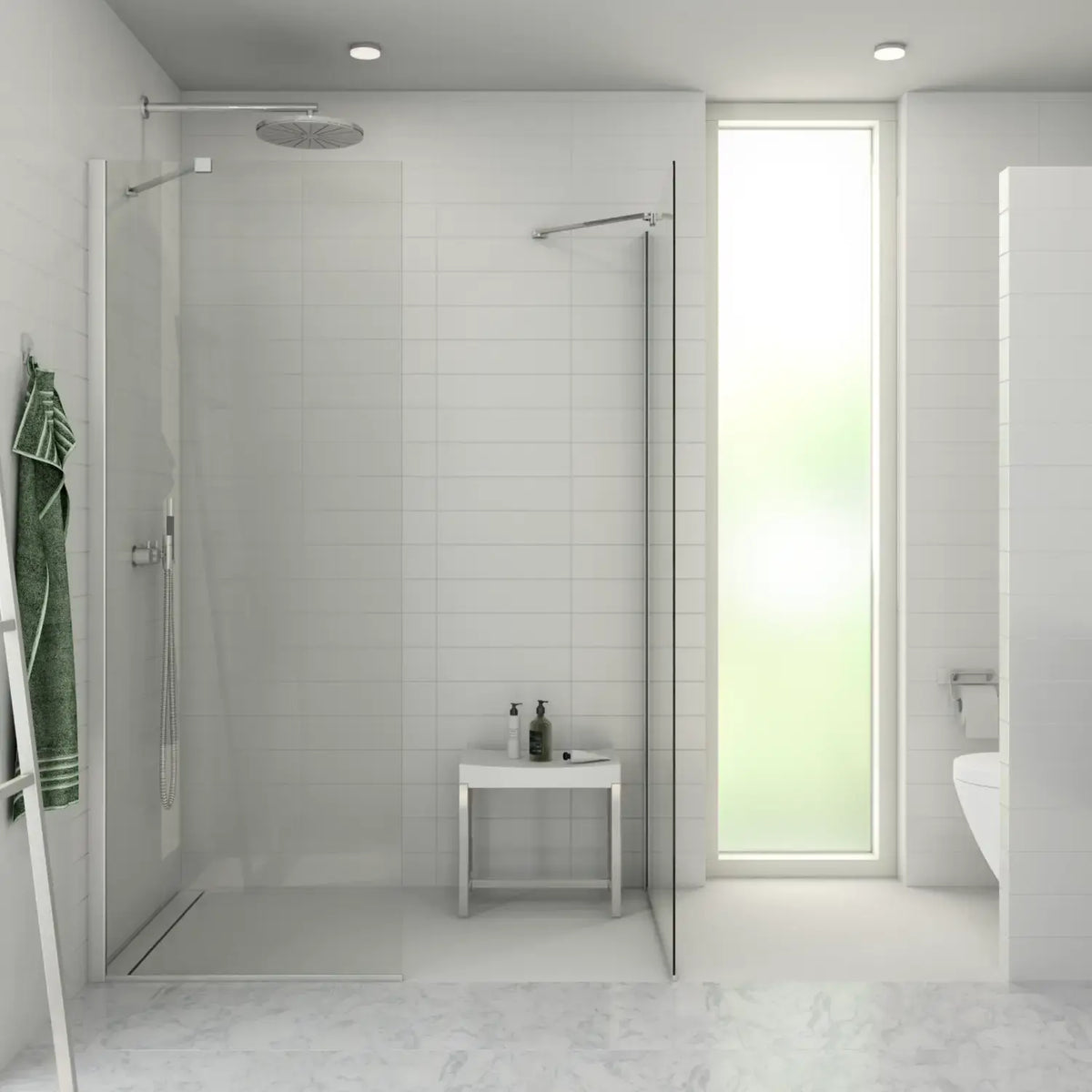 Match dreiseitige Dusche, Drehtür mit zwei Seitenwänden in Klarglas