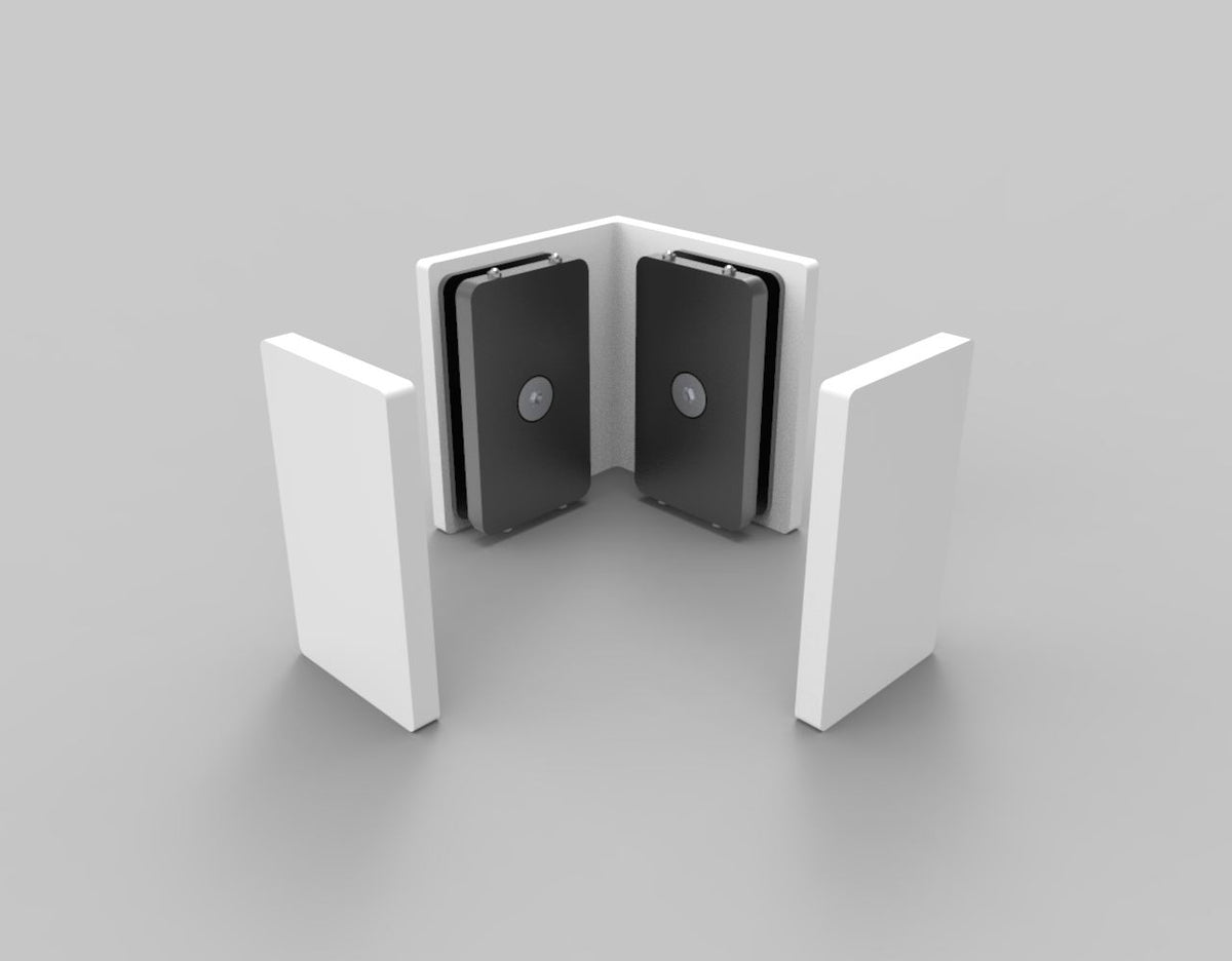 Bellagio Winkelverbinder 90° Glas–Glas, verschiedene Farben